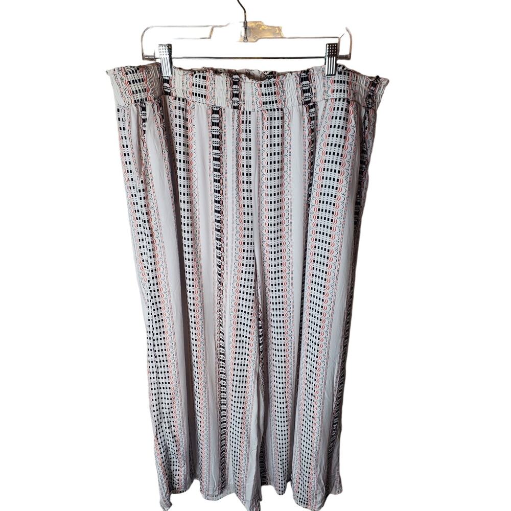 Cream Viscose Tribal Print Pants, 3X